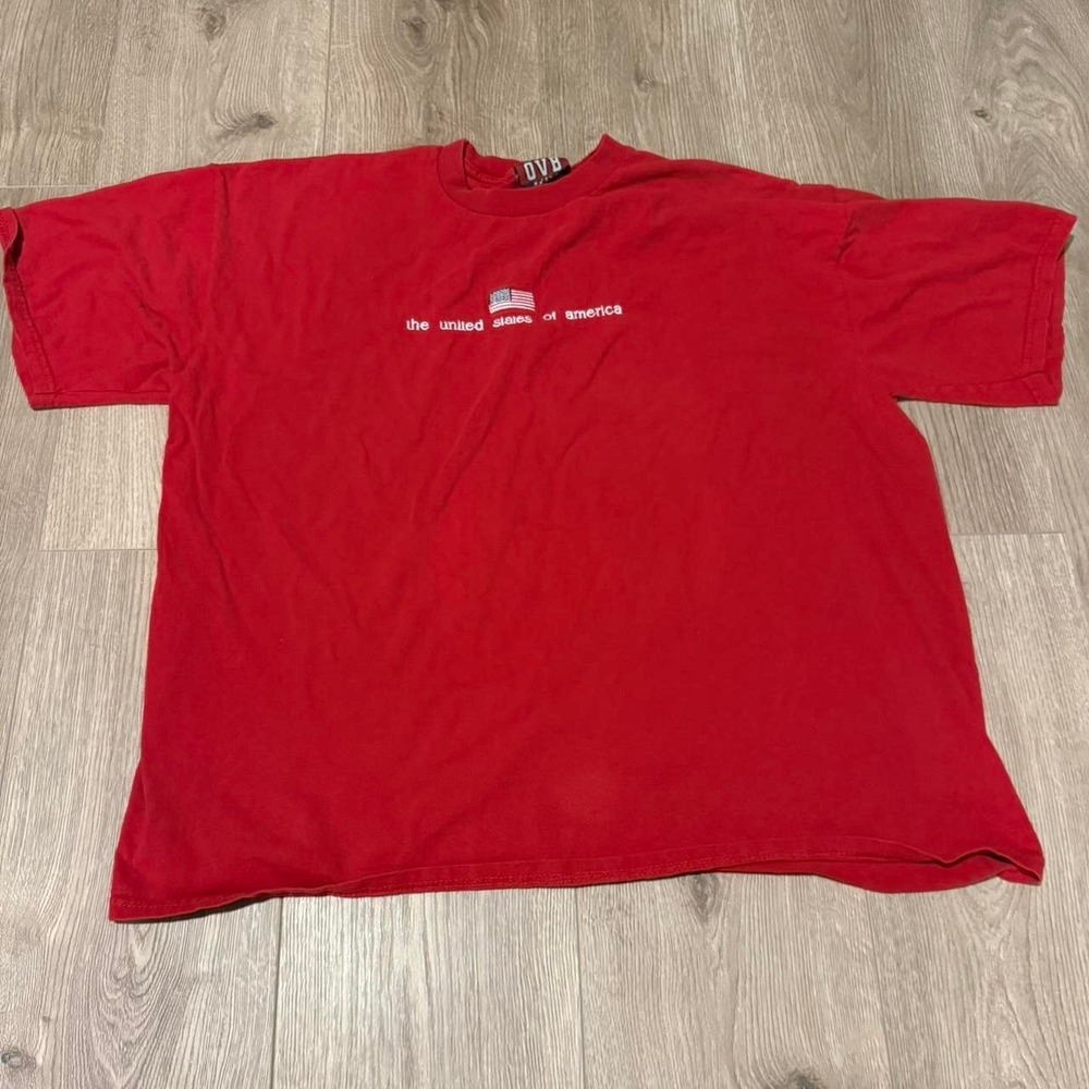 Red vintage‎ 90s USA July 4th flag tee embroidered #tee